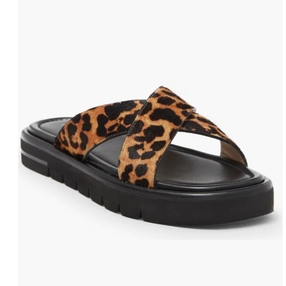 Stuart Weitzman Elodie Cross Lug Slide Sandal in haircalf - Picture 2 of 16